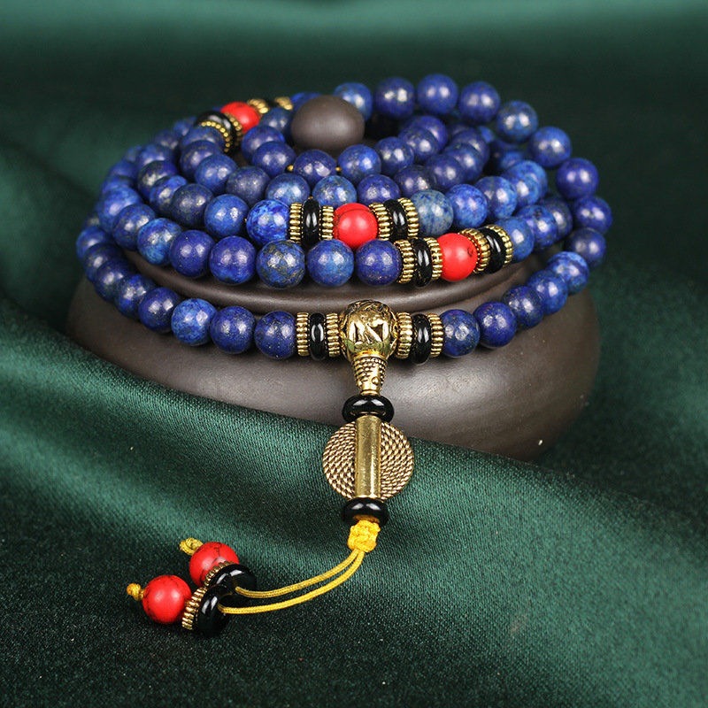 Deep Blue Lapis Lazuli Prayer Beads Bracelet