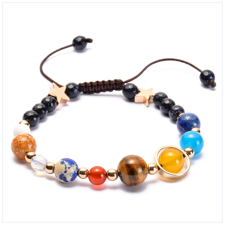 Solar System Universe Bracelet - Eight Planets Natural Stone Guardian Bracelet for Mindfulness